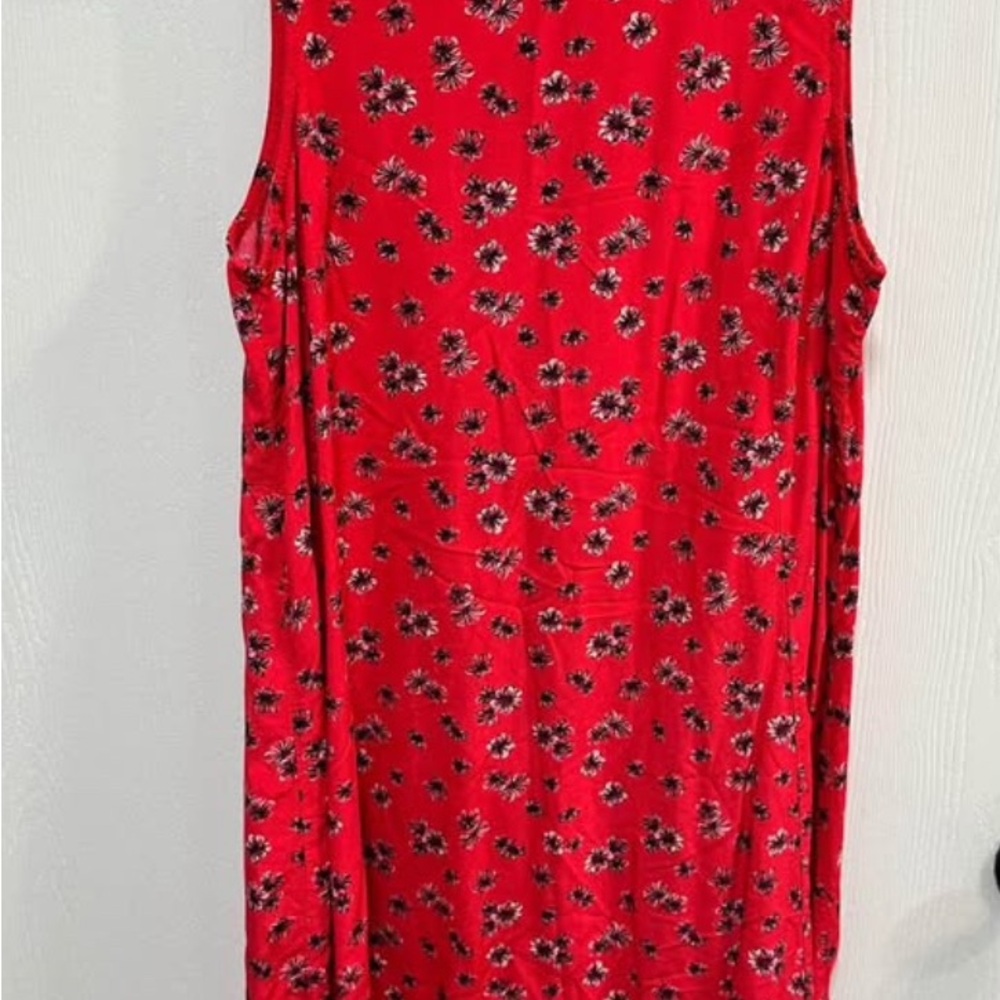 Red Floral Sleeveless Dress